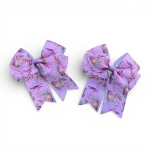 Kids Accessories Purple Bunny Print Hair Bows - Set of 2 Spring Hairstyles